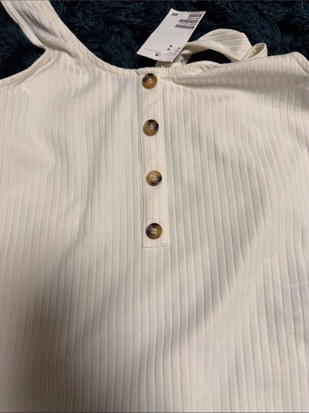 H&M Cream Ribbed Button-Front One-Piece - Picture 3 of 3